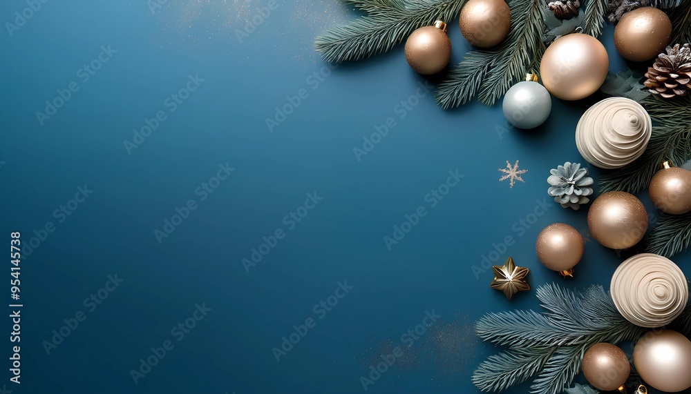 Obraz premium blue christmas background with glass balls and decoration