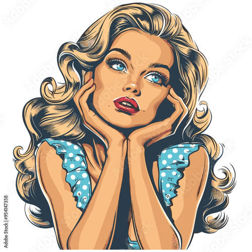 Beautiful pin-up girl in retro style. Vector illustration