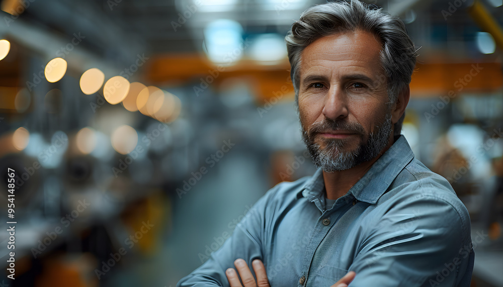 Fototapeta premium Senior White Male in Car Factory Office | Professional Portrait of Automotive Industry Leadership