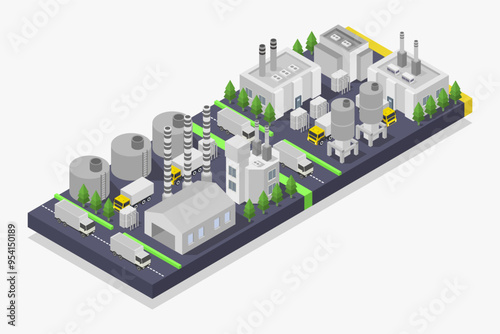 Factory Manufacturer with storage tanks isometric