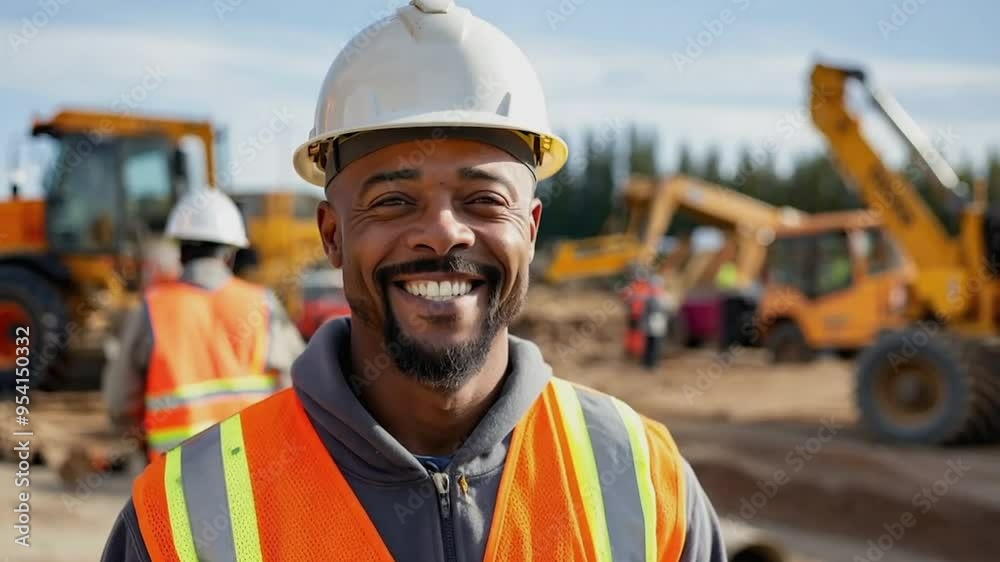 Construction worker smiling at site Construction worker smiling at site
