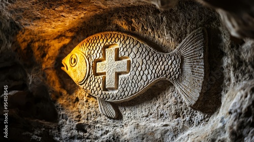 All Saints Day  Ancient Christian Symbols Fish photo