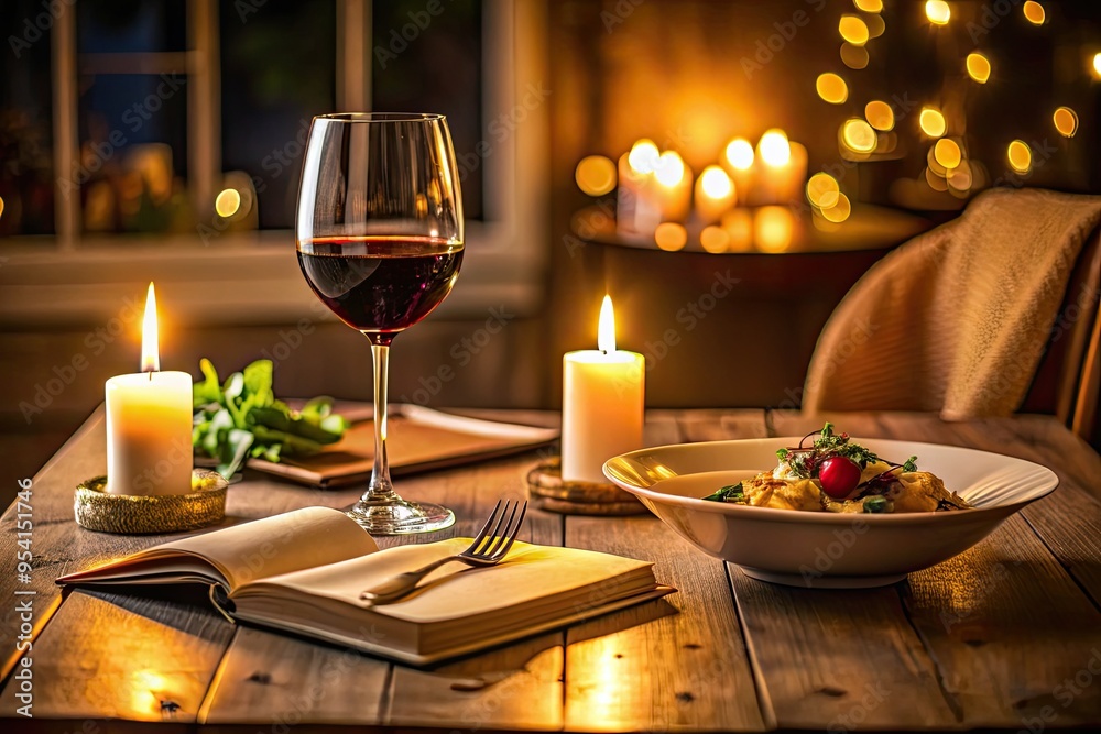 intimate candlelit dinner for one with a good book and a glass of wine intimate candlelit dinner for one with a good book and a glass of wine