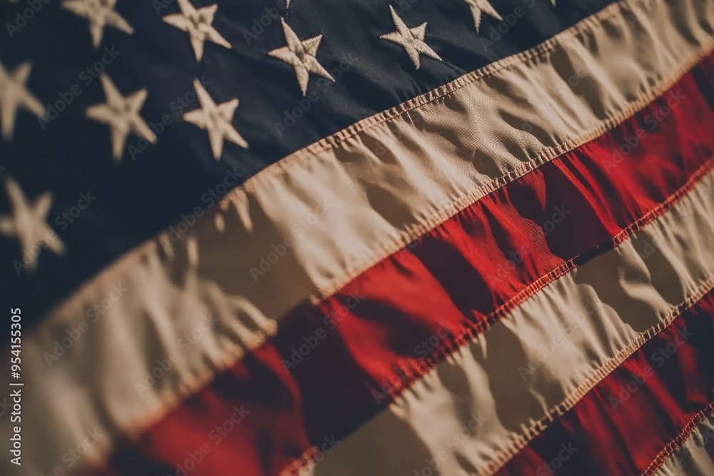 Fototapeta premium USA Flag/Photo American flag and wooden boards