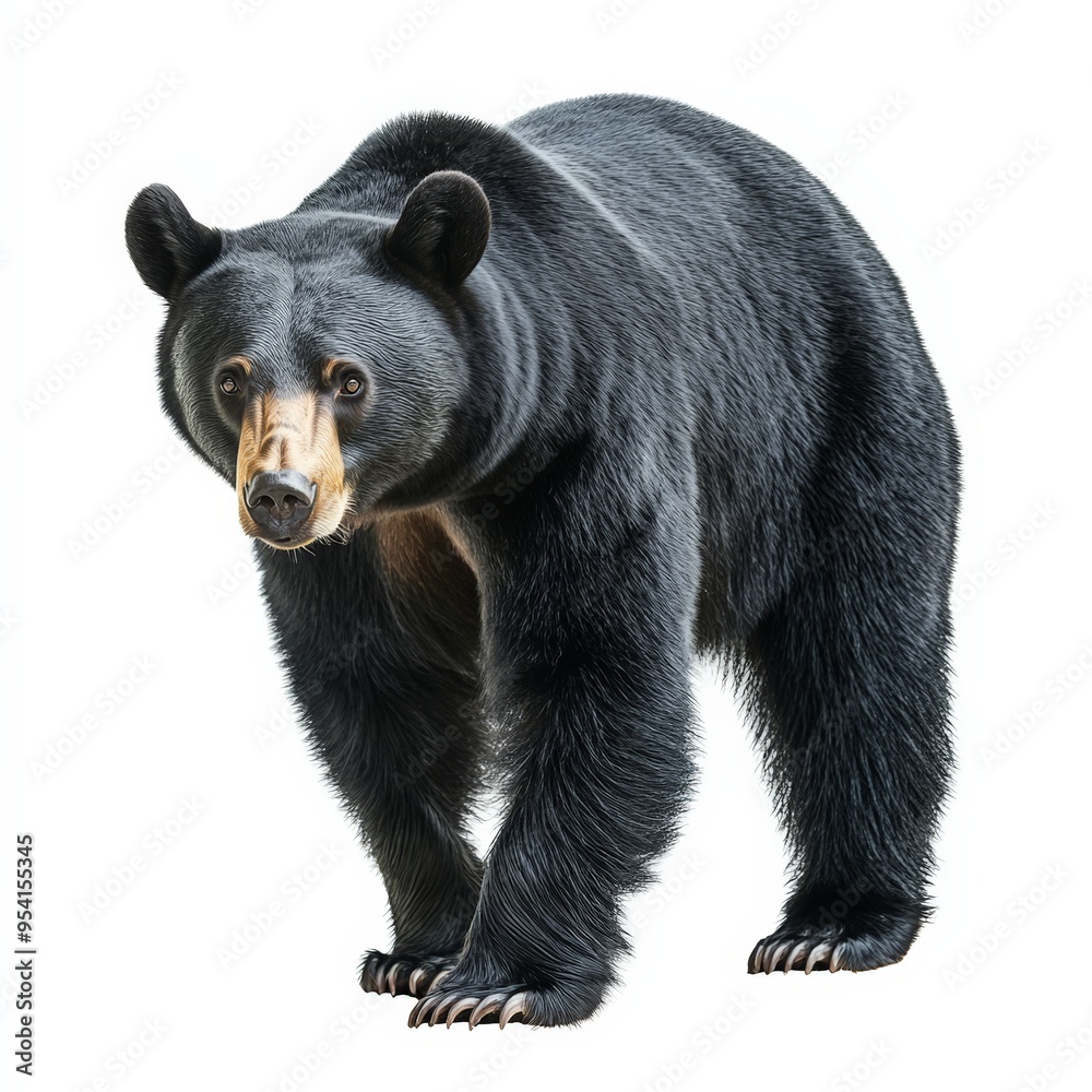 Fototapeta premium A black bear stands on a white background