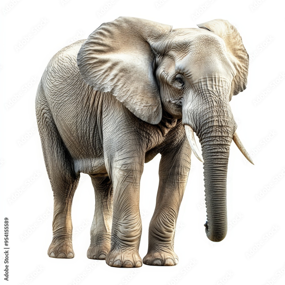 Obraz premium A large elephant standing on a white background