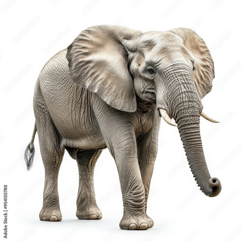 Obraz premium A large elephant standing on a white background