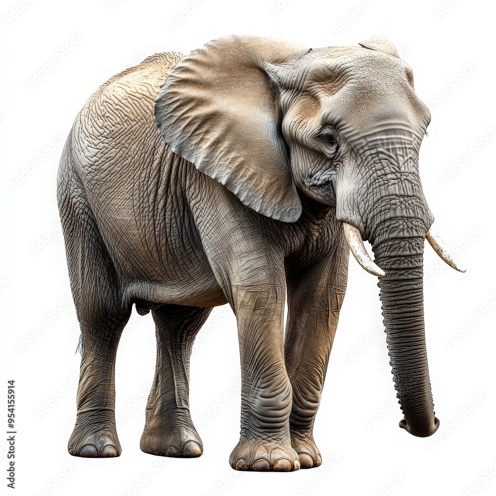 Obraz premium A large elephant standing on a white background