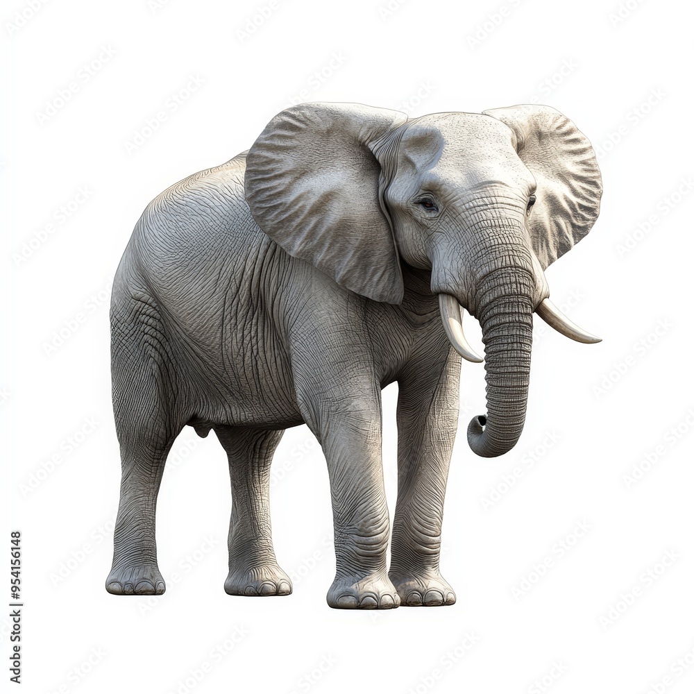 Obraz premium A large elephant standing on a white background