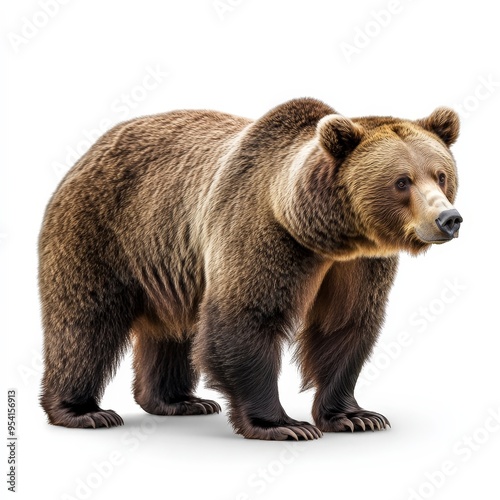 Wallpaper Mural A large brown bear stands on a white background Torontodigital.ca