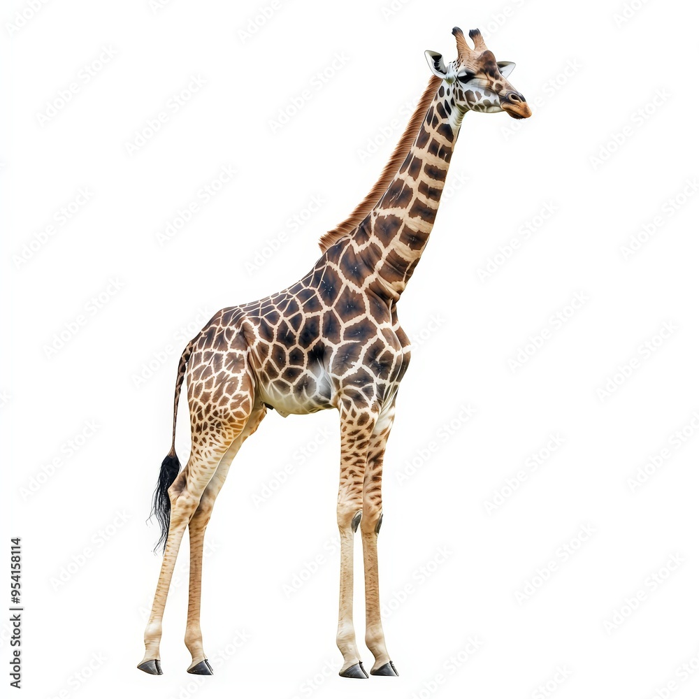 A giraffe standing on a white background A giraffe standing on a white background