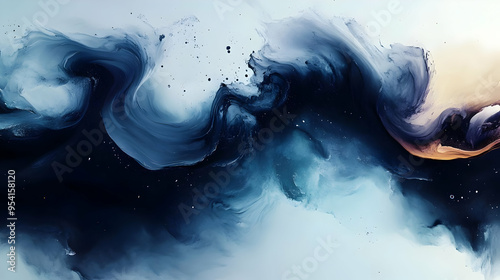 Abstract blue and black wat...