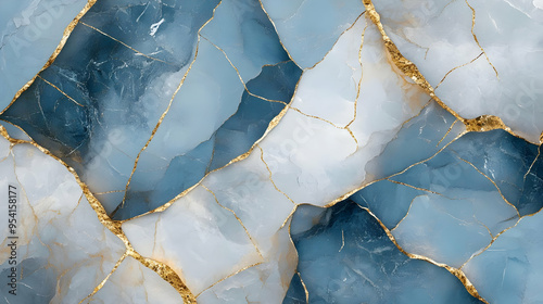 Abstract blue and gold crac...