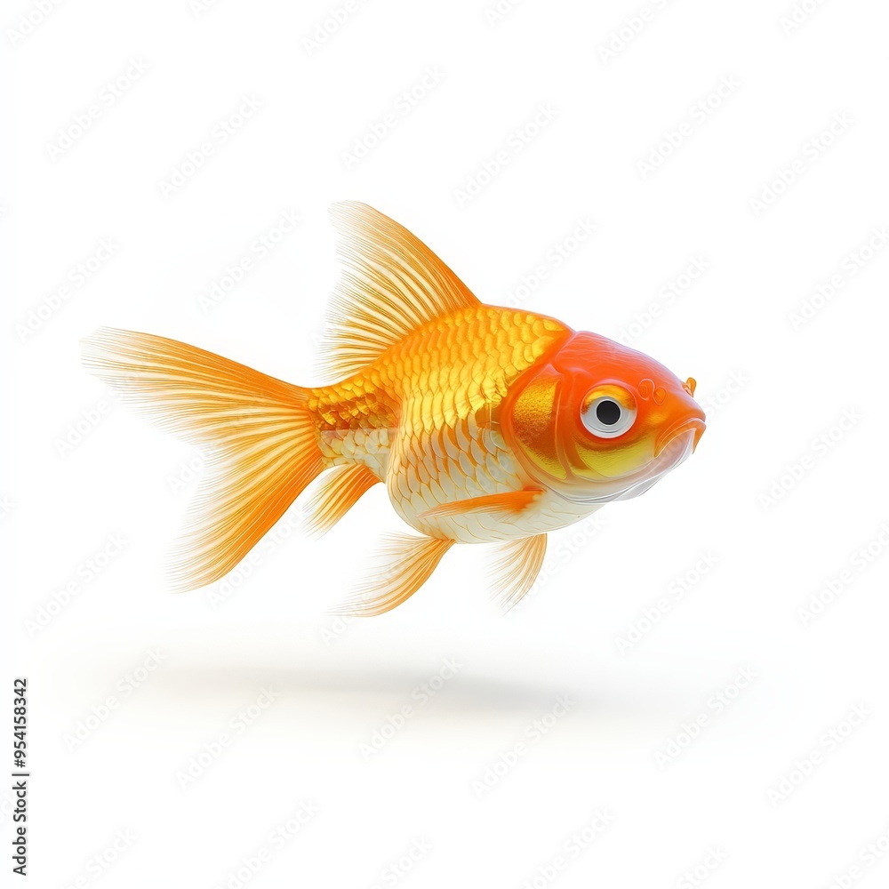 Fototapeta premium A goldfish is swimming in a tank