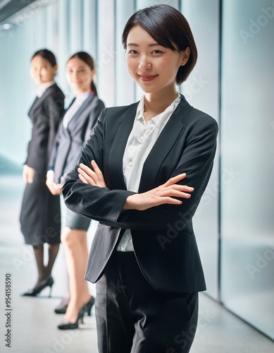 Japanese women at her workplace photo