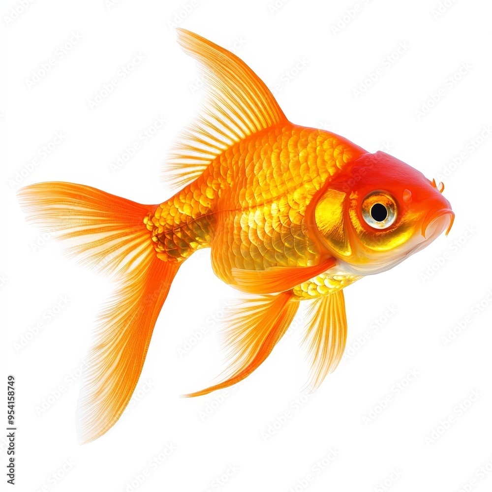A goldfish swimming in a tank