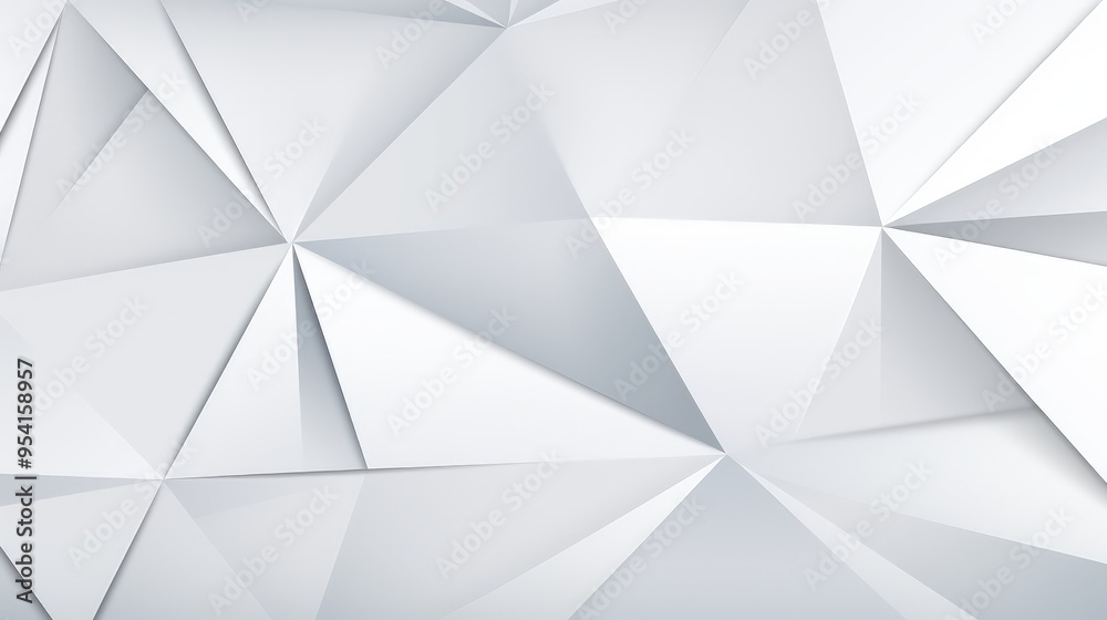 Obraz premium A modern abstract background featuring geometric white triangular shapes and subtle shadows.