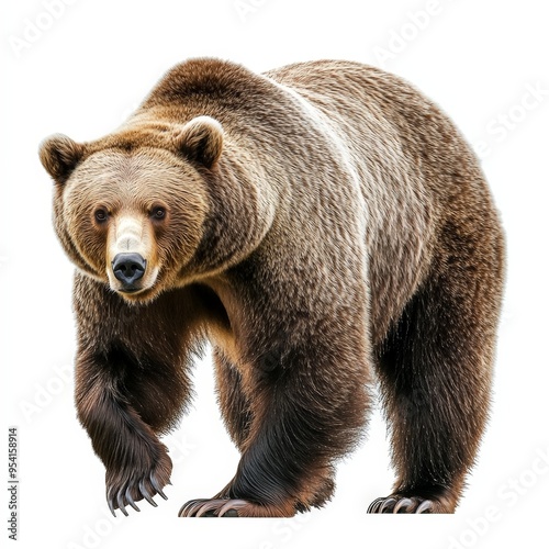 Wallpaper Mural A large brown bear is walking across a white background Torontodigital.ca