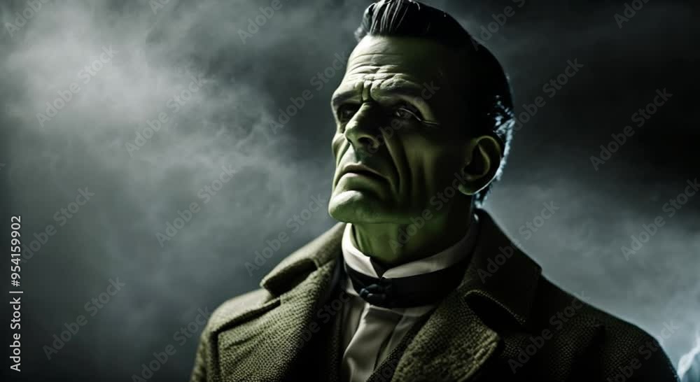 frankenstein on dark smoky background frankenstein on dark smoky background