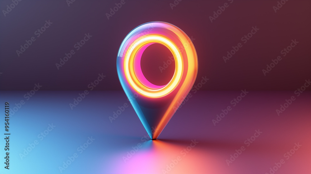3d pink location pin icon standing on a detailed map with ambient ...