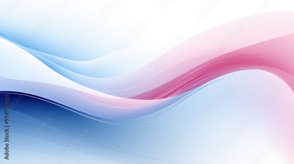 Obraz premium Soft, flowing abstract waves in blue and pink hues, creating a serene visual effect.