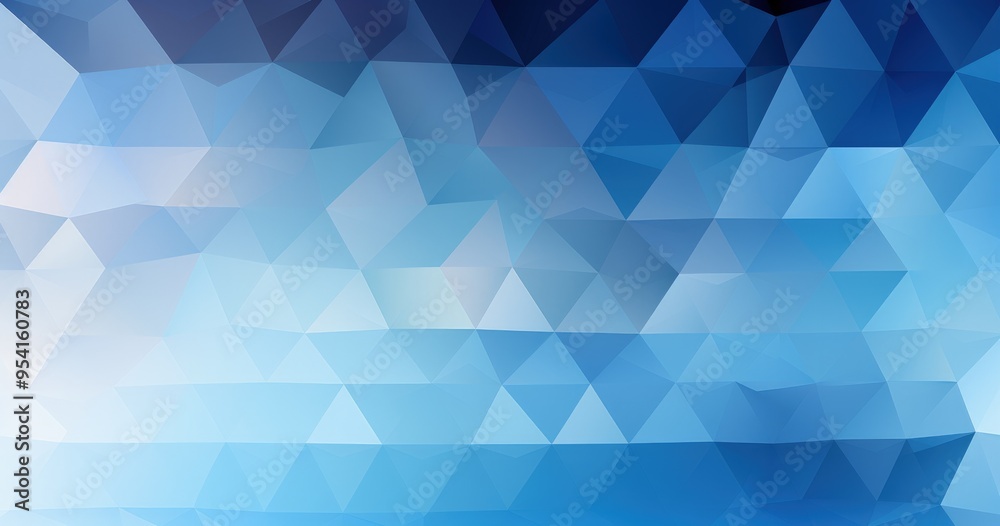 A geometric pattern featuring various shades of blue in a triangular mosaic design.