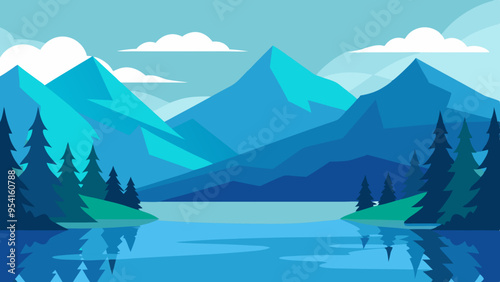 Serene Lake Surrounded by Pine Trees and Majestic Mountains A Tranquil Natural Escape