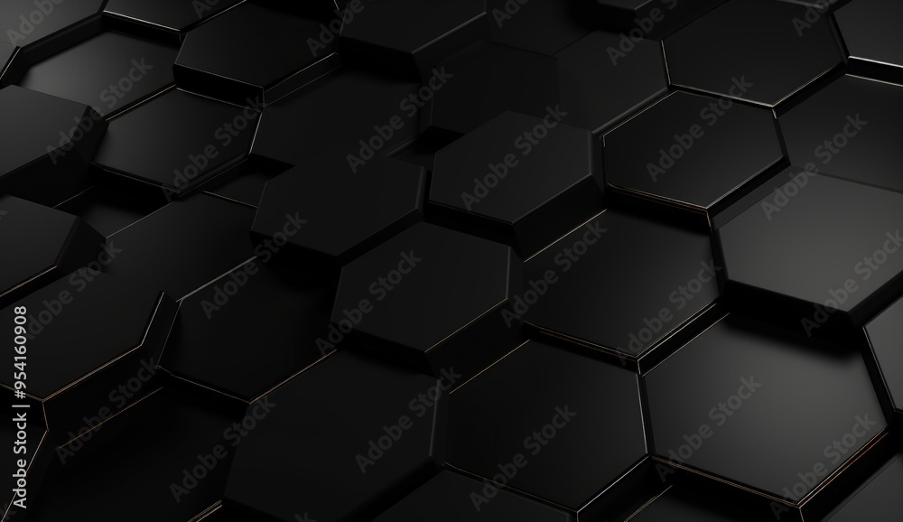 A close-up view of a black hexagonal pattern with a glossy finish.