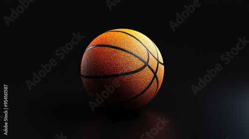 Close-up of a Basketball on a Black Background