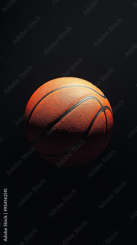 A Close-up of a Basketball Against a Black Background A Close-up of a Basketball Against a Black Background