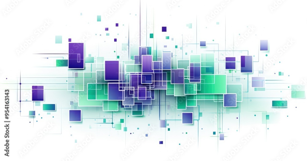 Obraz premium Abstract geometric design featuring overlapping squares and rectangles in gradient colors.