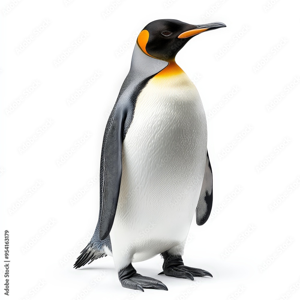 Fototapeta premium A penguin stands on a white background