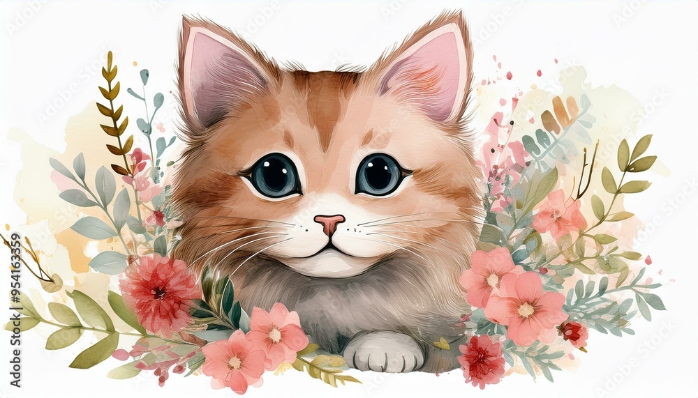 Cute cat watercolor clipart. Cute cat watercolor clipart.