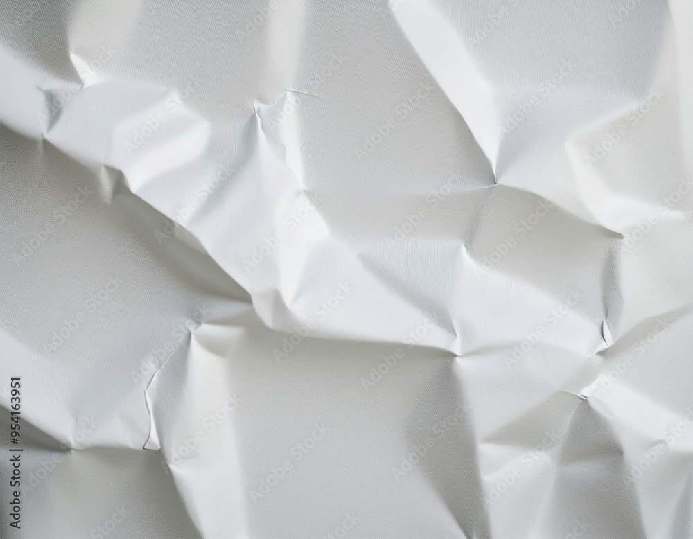 Fototapeta premium Crumpled Paper Background. White Paper Texture.