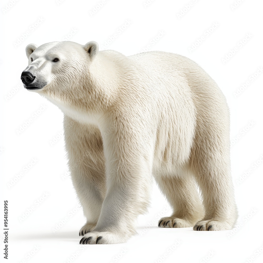 Fototapeta premium A polar bear stands on a white background