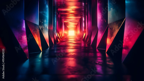 Abstract neon glow in a fut...