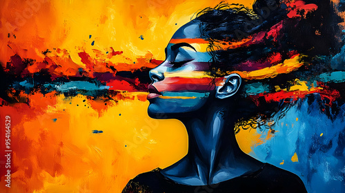 Abstract oil painting of a ...