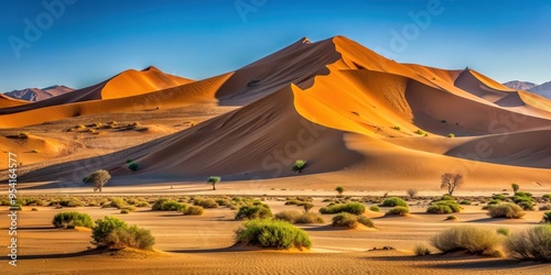 Unique landscape of Namibia's renowned Sossusvlei Sand Dunes, Namibia, desert, Sossusvlei, sand dunes, natural beauty