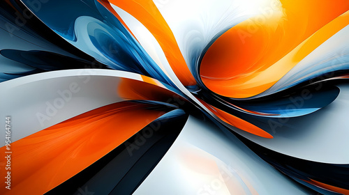 Abstract orange, white, and...