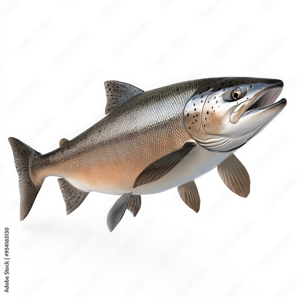 Fototapeta premium A large fish with a mouth open is swimming in the air