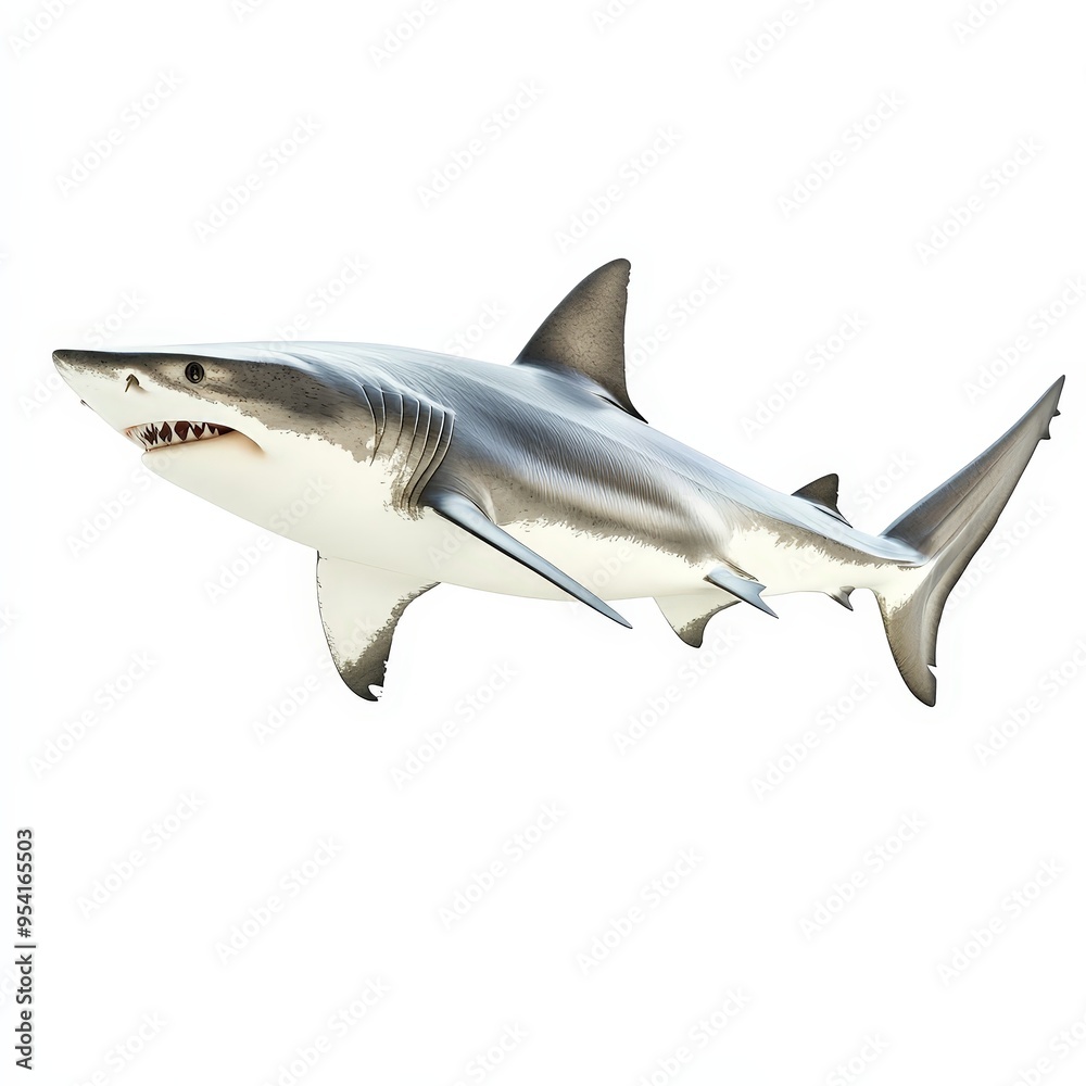 A shark is swimming in the ocean with its mouth open A shark is swimming in the ocean with its mouth open