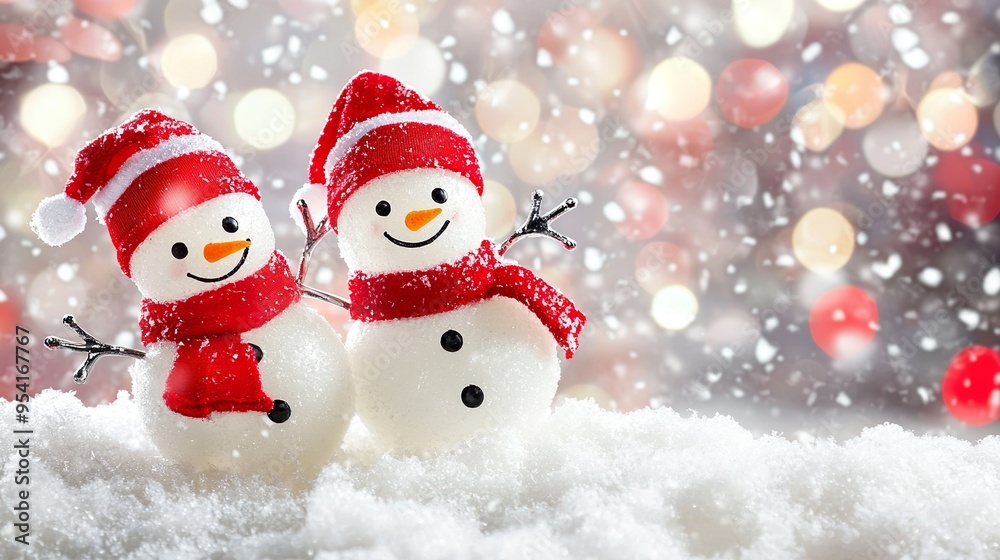 Two snowmans in the snow Two snowmans in the snow