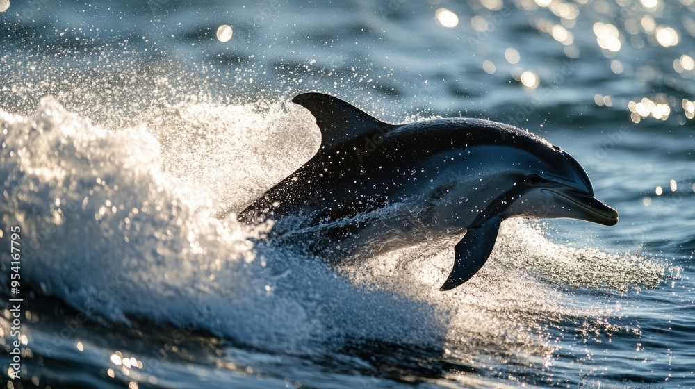 Fototapeta premium Dolphin Leaping Through the Waves