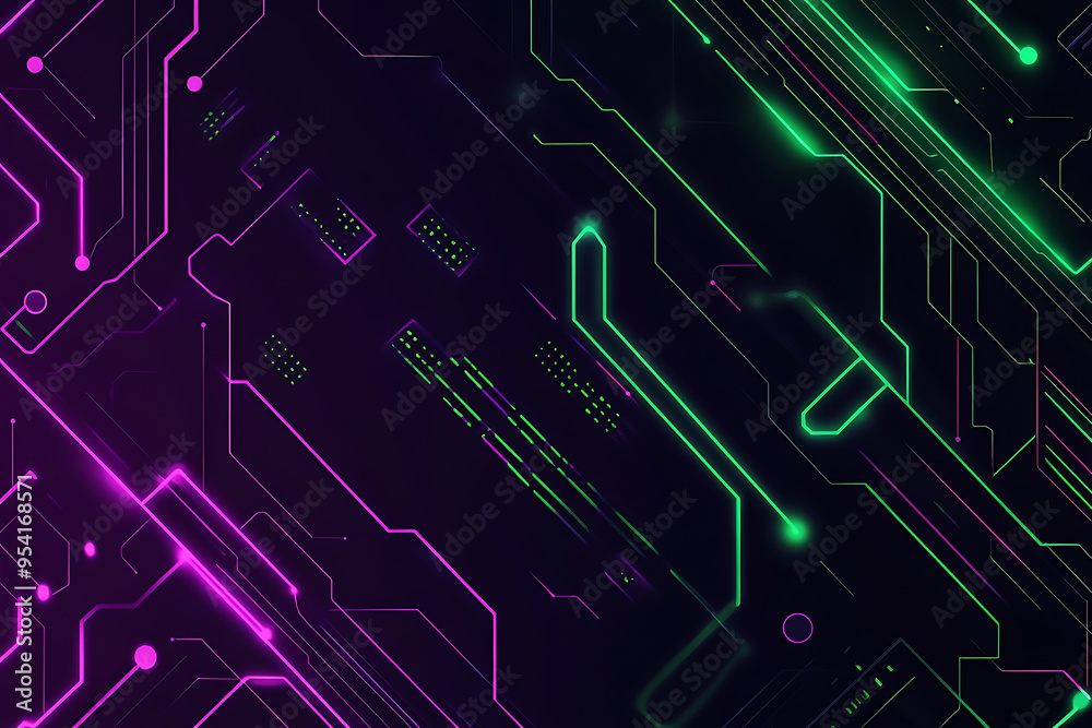 Abstract representation of a circuit board with glowing neon lines and geometric patterns against a dark background. The image evokes a high-tech, futuristic feel with ample copy space
Abstract representation of a circuit board with glowing neon lines and geometric patterns against a dark background. The image evokes a high-tech, futuristic feel with ample copy space