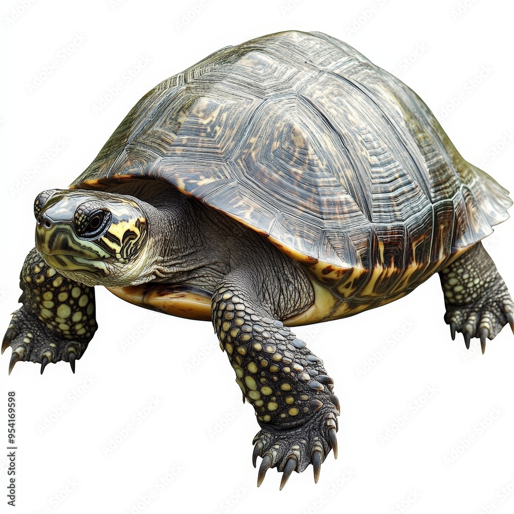 Obraz premium A turtle is laying on its back with its head sticking out