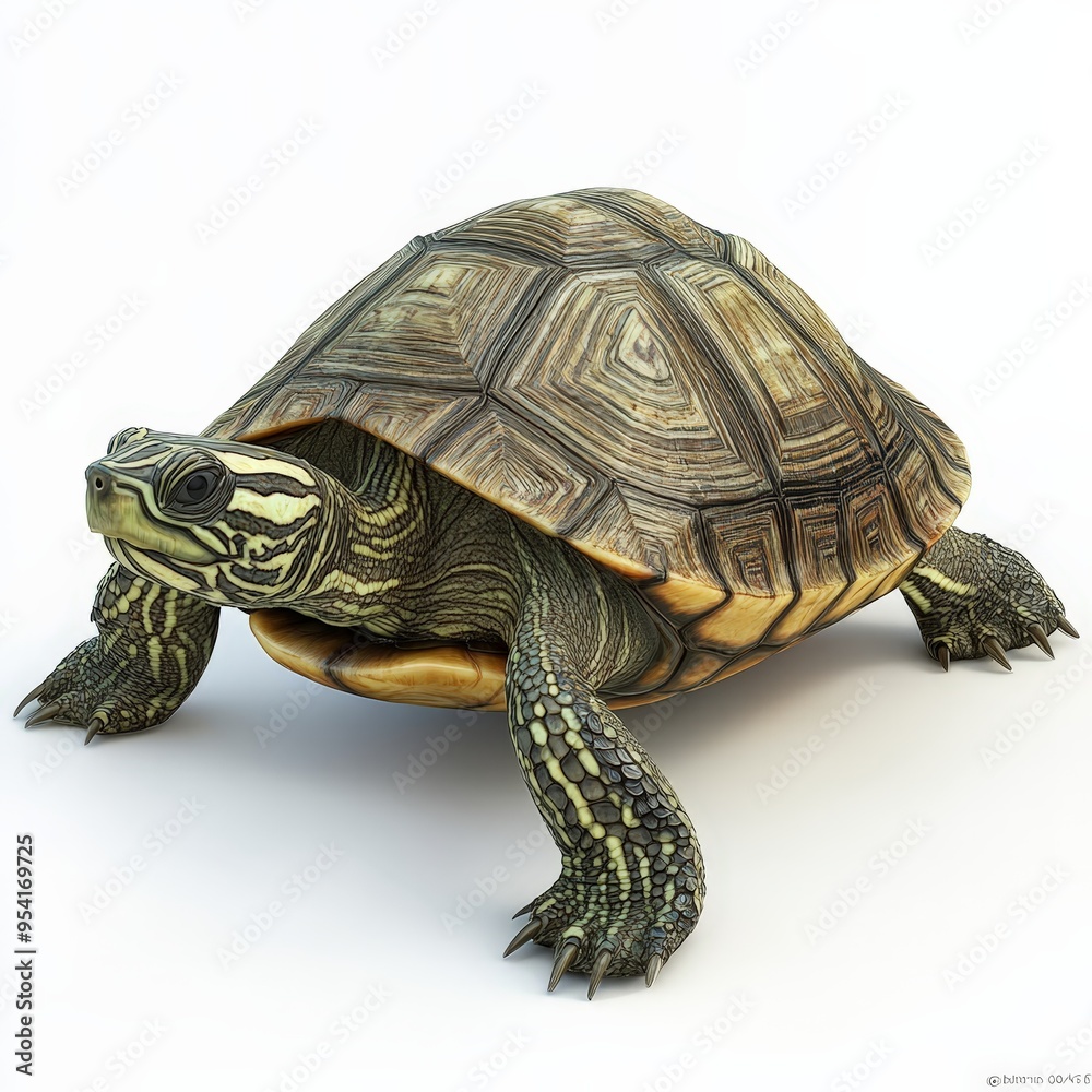 Obraz premium A turtle is standing on a white background