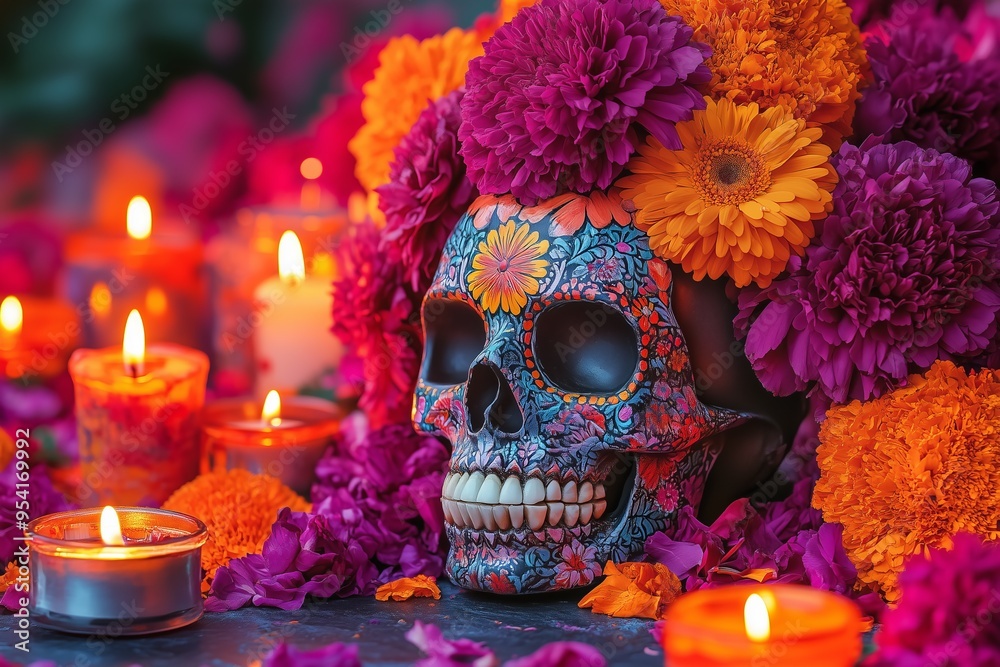 Vibrant Celebration Banner Mexico's Day of the Dead Festivities suitable for business background, posters, wallpapers, banners, greeting cards, and advertising for business entities or brands. Vibrant Celebration Banner Mexico's Day of the Dead Festivities suitable for business background, posters, wallpapers, banners, greeting cards, and advertising for business entities or brands.