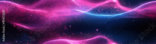 Abstract vibrant pink and blue light streaks on a dark background, perfect for digital art, design, and futuristic themes.