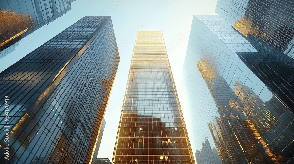 Fototapeta premium Stylish skyscraper architecture with sleek design ideal for cityscape photography