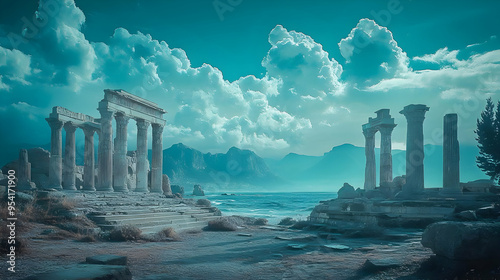 Ancient Ruins by the Sea wi...